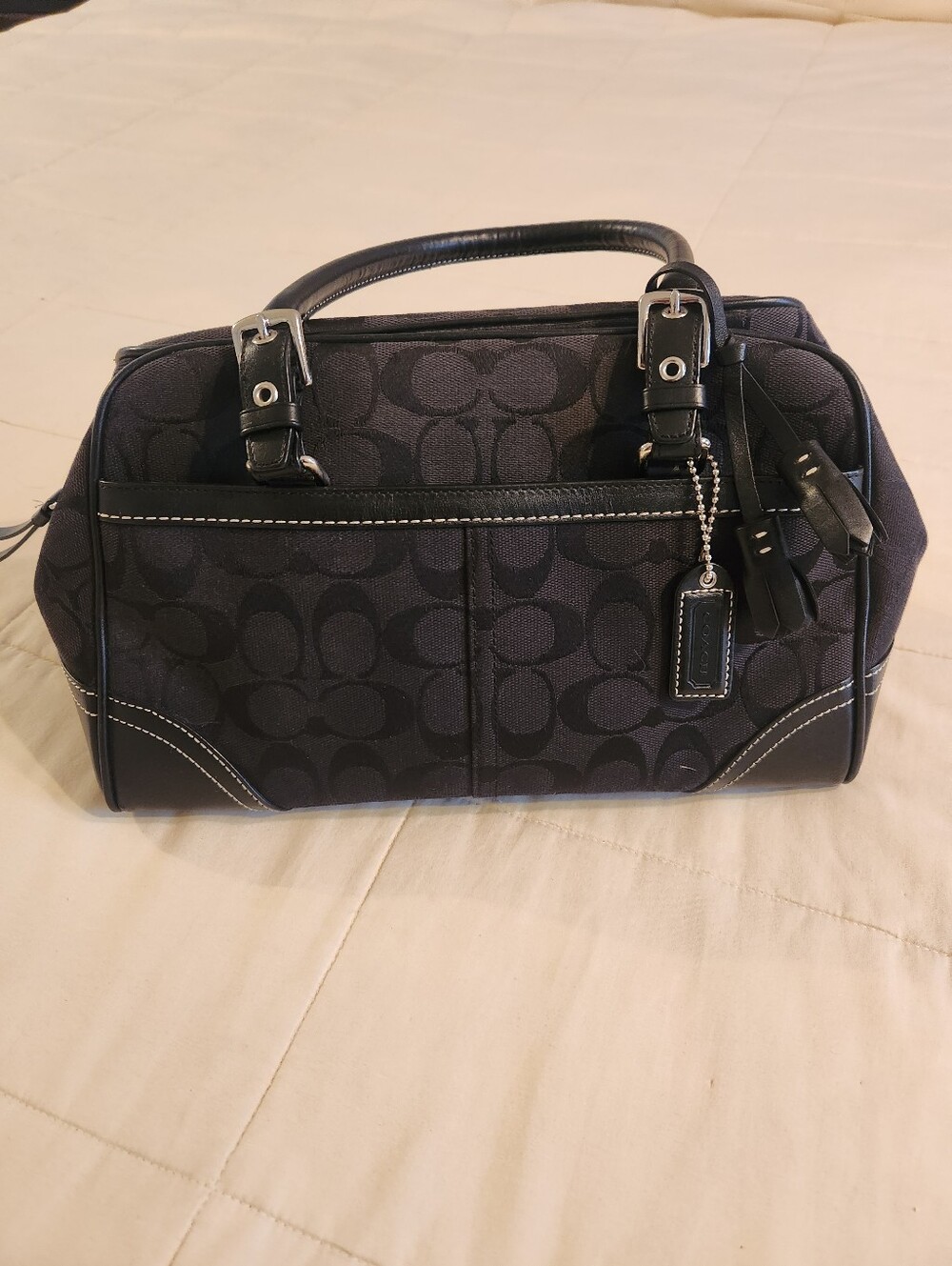 Coach Handbag 8K05 Hampton Canvas Vintage Purse, Black Signature C 2006 GUC